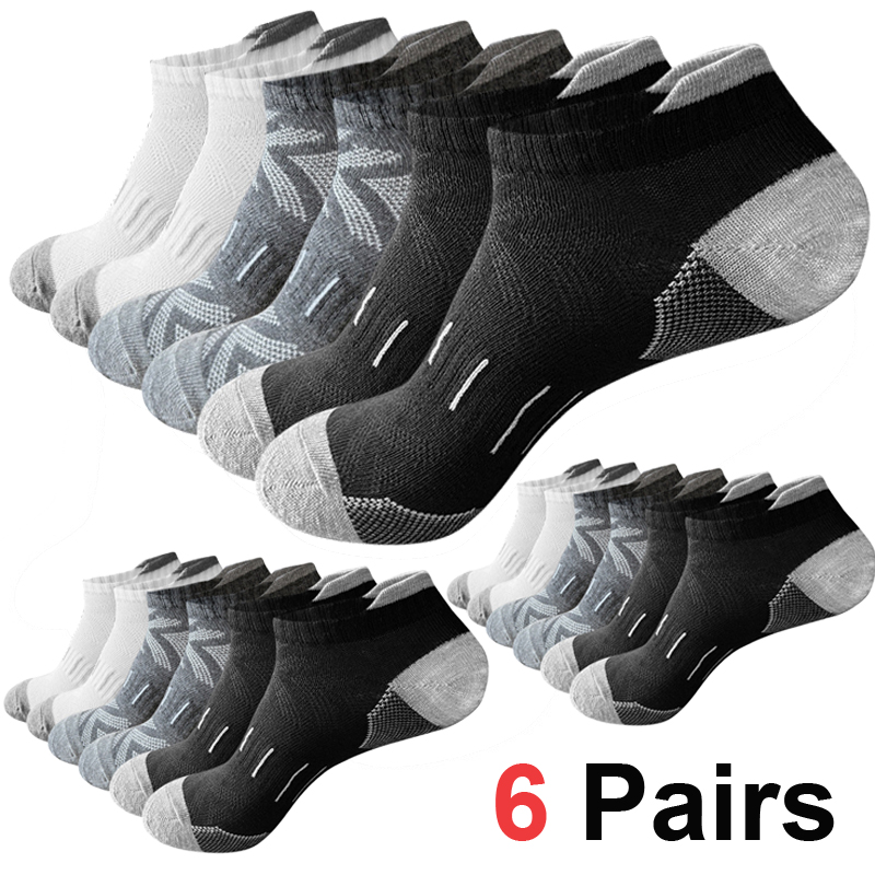 Ankle Sock Low Cut - ถุงเท้าข้อสั้นลายลูกศรสำหรับผู้ชาย 6/12 คู่ ระบายอากาศได้ดี ซับเหงื่อ นุ่มสบาย