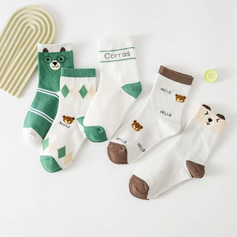 ถุงเท้าผ้าฝ้ายลายการ์ตูนหมีสำห - Cotton Crew Sock Pack บทวิจารณ์และราคา