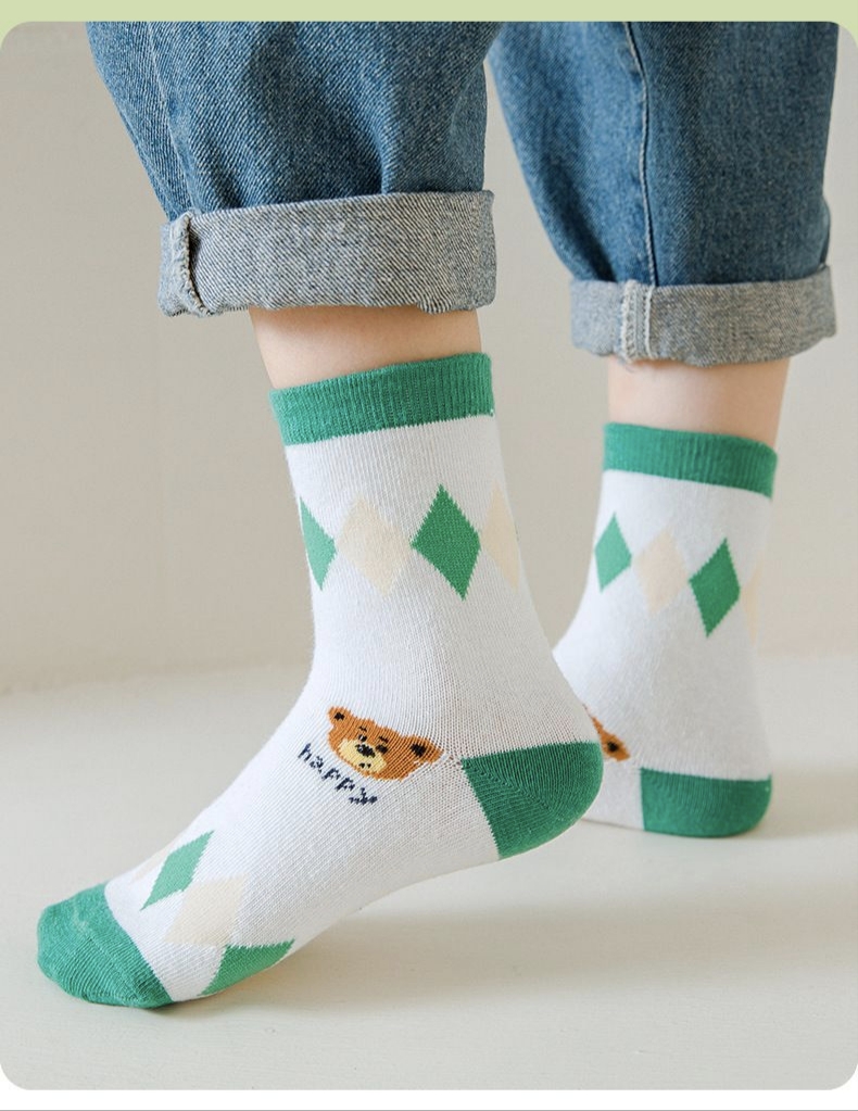 ถุงเท้าผ้าฝ้ายลายการ์ตูนหมีสำห - Cotton Crew Sock Pack บทวิจารณ์และราคา